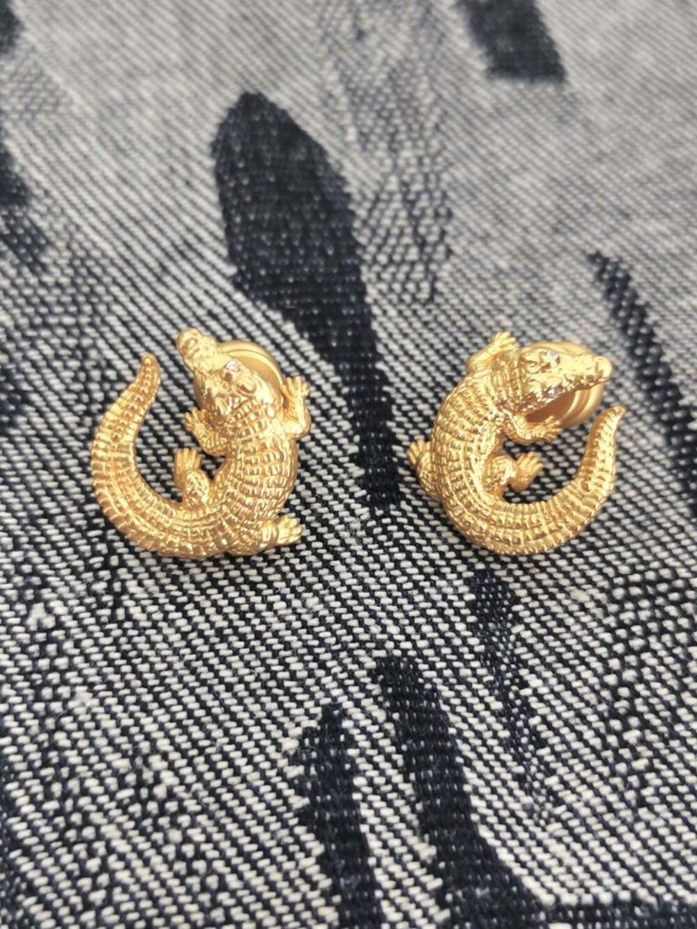 Julie Vos Gold Stud Earrings - Alligator